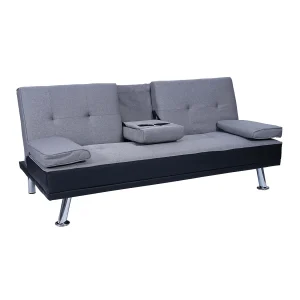3-zitsbank MCW-F60, kunstleer/textiel, zwart/lichtgrijs 3-zitsbank MCW-F60, kunstleer/textiel, zwart/lichtgrijs