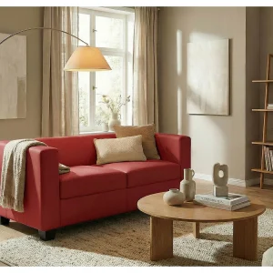 2-zitsbank Lille, leer, rood 2-zitsbank Lille, leer, rood