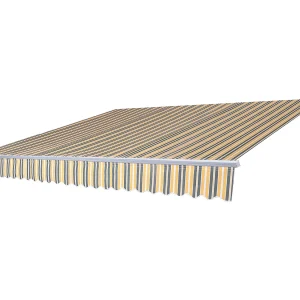 Aluminium luifel MCW-E49, Polyester grijs-geel gestreept Aluminium luifel MCW-E49, Polyester grijs-geel gestreept