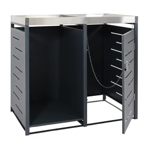 1-bins afvalbak met houtopslag MCW-H40,  antraciet