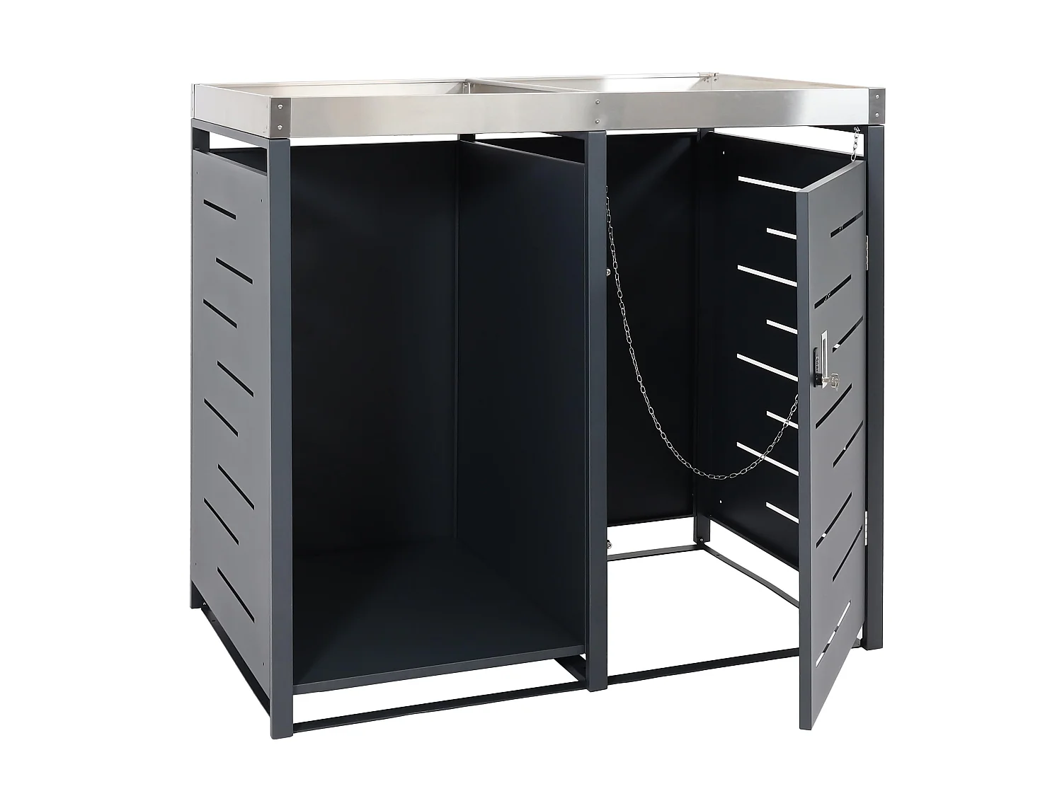 1-bins afvalbak met houtopslag MCW-H40,  antraciet