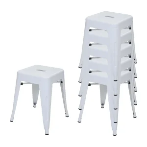 6x MCW-A73 metalen kruk, wit 6x MCW-A73 metalen kruk, wit