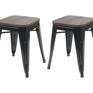 2x kruk MCW-A73 incl. houten zitting, zwart 2x kruk MCW-A73 incl. houten zitting, zwart