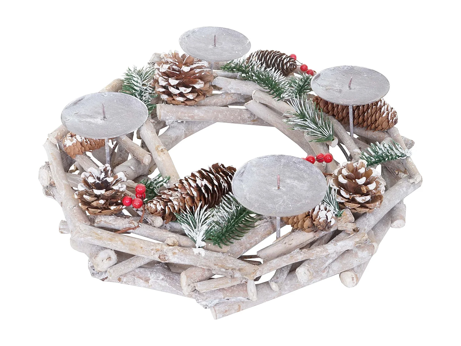 Adventskrans rond hout zonder kaarsen, zonder kaarsen
