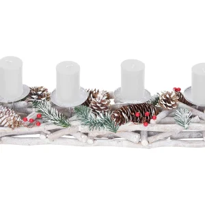 Adventskrans langwerpig hout kaarsen wit, met kaarsen, wit Adventskrans langwerpig hout kaarsen wit, met kaarsen, wit