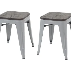 2x kruk MCW-A73 incl. houten zitting, grijs 2x kruk MCW-A73 incl. houten zitting, grijs