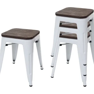 4x kruk MCW-A73 incl. houten zitting, wit 4x kruk MCW-A73 incl. houten zitting, wit