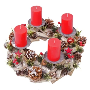 Adventskrans MCW-H50 hout zonder kaarsen, incl. 4x kaarsen rood Adventskrans MCW-H50 hout zonder kaarsen, incl. 4x kaarsen rood
