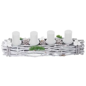 Adventskrans langwerpig hout kaarsen rood, met kaarsen, wit Adventskrans langwerpig hout kaarsen rood, met kaarsen, wit