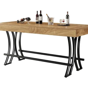 90 cm hoge bartafel met metalen voetensteun, 160 cm rechthoekige eettafel voor aanrecht 90 cm hoge bartafel met metalen voetensteun, 160 cm rechthoekige eettafel voor aanrecht