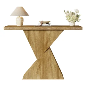 105 cm haltafel, smalle bijzettafel achter de bank met geometrische voet 105 cm haltafel, smalle bijzettafel achter de bank met geometrische voet