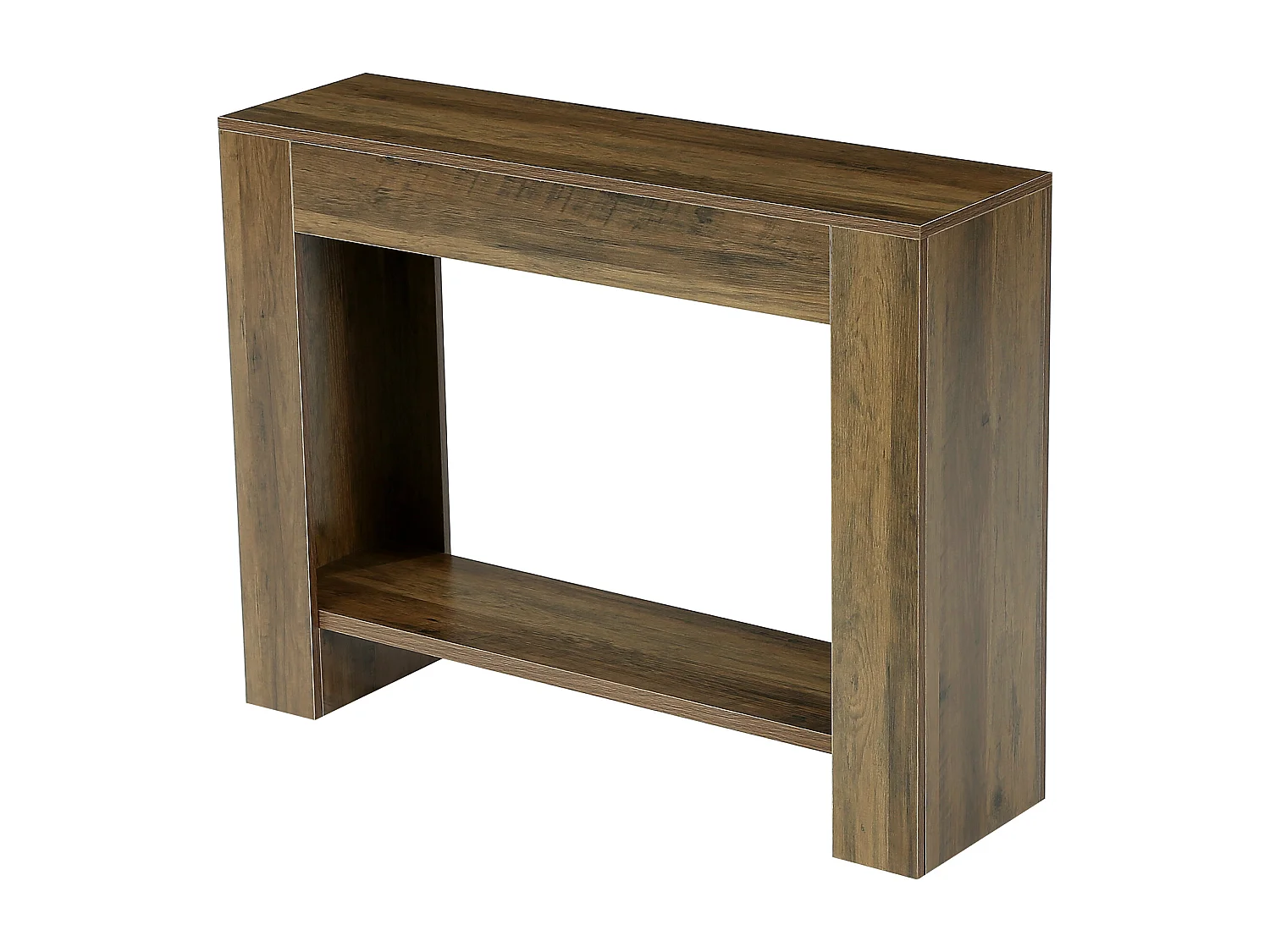 105 cm brede consoletafel in boerderijstijl, 2-laags salontafel met opbergruimte