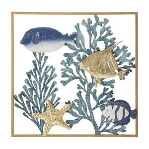 3D decoratief paneel zee in veelkleurig metaal 50,2×3,8×50,2 cm 3D decoratief paneel zee in veelkleurig metaal 50,2×3,8×50,2 cm