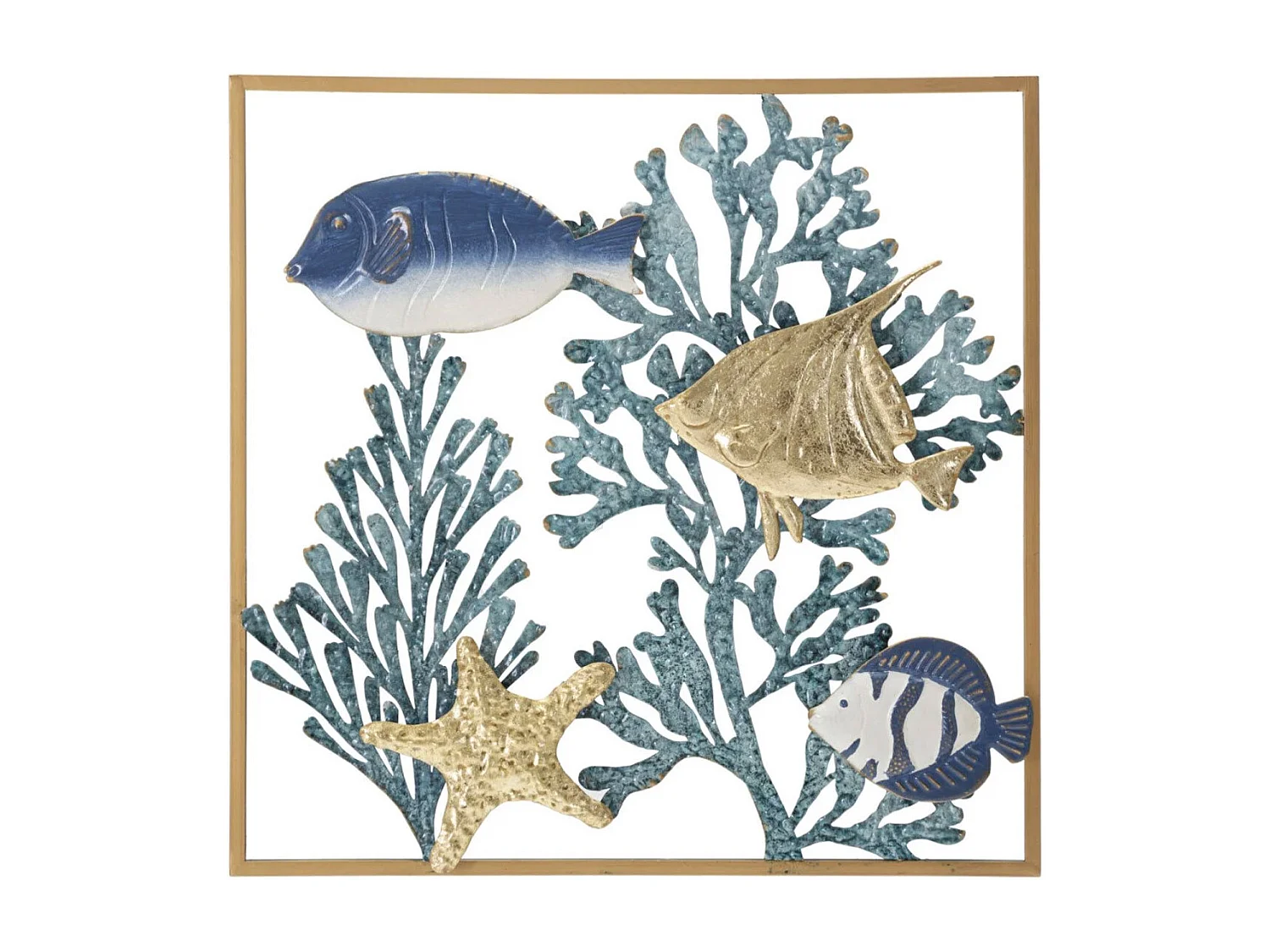 3D decoratief paneel zee in veelkleurig metaal 50,2×3,8×50,2 cm