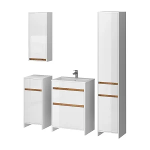 Badkamermeubelset wit hoogglans/goud power eiken 60x40x82 detmold Badkamermeubelset wit hoogglans/goud power eiken 60x40x82 detmold
