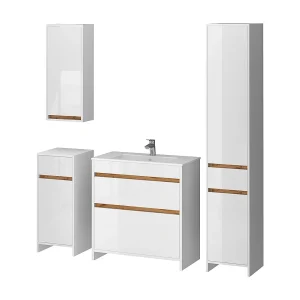 Badkamermeubelset wit hoogglans/goud power eiken 79.8x40x81.9 detmold Badkamermeubelset wit hoogglans/goud power eiken 79.8x40x81.9 detmold