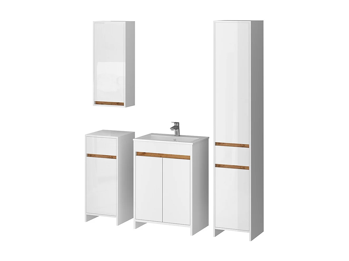 Badkamermeubelset wit hoogglans 59.6x40x81.9 lemgo