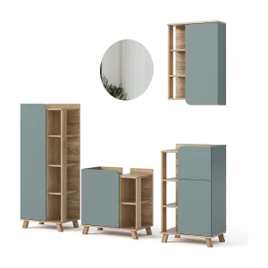 Badkamermeubelset sonoma/blauw 60x35x65 karen Badkamermeubelset sonoma/blauw 60x35x65 karen