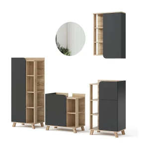 Badkamermeubelset sonoma/antraciet 60x35x65 karen Badkamermeubelset sonoma/antraciet 60x35x65 karen