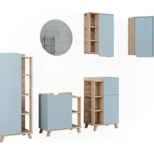 Badkamermeubelset sonoma/blauw 60x35x65 karen Badkamermeubelset sonoma/blauw 60x35x65 karen