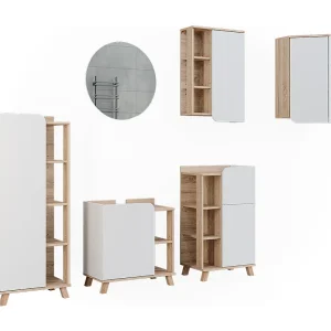 Badkamermeubelset sonoma/wit 60x35x65 karen Badkamermeubelset sonoma/wit 60x35x65 karen
