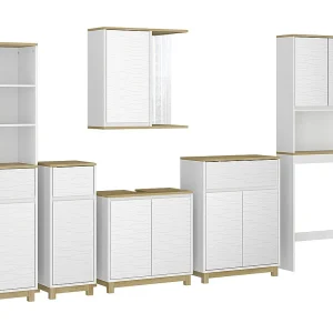 Badkamermeubelset wit/eiken 60x30x60 livia Badkamermeubelset wit/eiken 60x30x60 livia