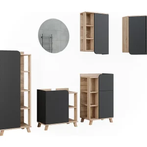 Badkamermeubelset sonoma/antraciet 60x35x65 karen Badkamermeubelset sonoma/antraciet 60x35x65 karen