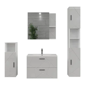 Badkamermeubelset wit/wit hoogglans 80×44.6×57 irma Badkamermeubelset wit/wit hoogglans 80×44.6×57 irma