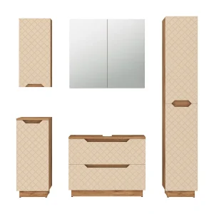 Badkamermeubelset eiken/kasjmier met tegelstructuur 79.6x32x62.1 lotta