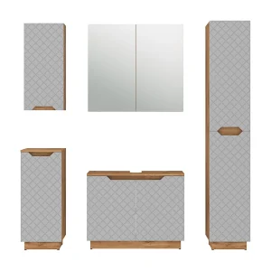 Badkamermeubelset eiken/grijs met tegelstructuur 79.6x32x62.1 lotta Badkamermeubelset eiken/grijs met tegelstructuur 79.6x32x62.1 lotta
