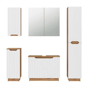 Badkamermeubelset eiken/wit gestreept 79.6x32x62.1 lotta Badkamermeubelset eiken/wit gestreept 79.6x32x62.1 lotta