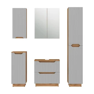Badkamermeubelset eiken/grijs gestreept 59.8x32x62.5 lotta