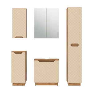 Badkamermeubelset eiken/kasjmier met tegelstructuur 59.8x32x62.1 lotta Badkamermeubelset eiken/kasjmier met tegelstructuur 59.8x32x62.1 lotta