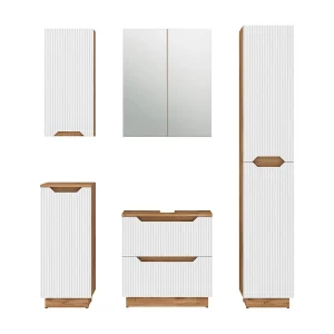 Badkamermeubelset eiken/wit gestreept 59.8x32x62.5 lotta Badkamermeubelset eiken/wit gestreept 59.8x32x62.5 lotta