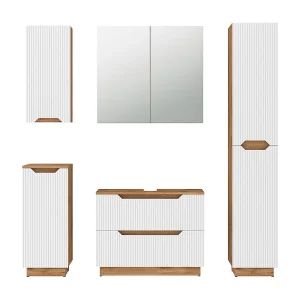 Badkamermeubelset eiken/wit gestreept 79.6x32x62.1 lotta Badkamermeubelset eiken/wit gestreept 79.6x32x62.1 lotta