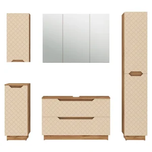 Badkamermeubelset eiken/kasjmier met tegelstructuur 99.4x32x62.5 lotta Badkamermeubelset eiken/kasjmier met tegelstructuur 99.4x32x62.5 lotta