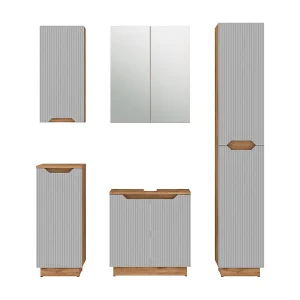 Badkamermeubelset eiken/grijs gestreept 59.8x32x62.1 lotta