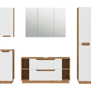 Badkamermeubelset eiken/wit gestreept 119.2x35x62.5 lotta Badkamermeubelset eiken/wit gestreept 119.2x35x62.5 lotta