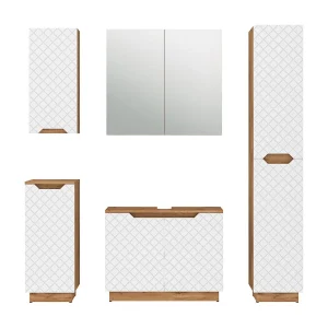 Badkamermeubelset eiken/wit met tegelstructuur 79.6x32x62.1 lotta Badkamermeubelset eiken/wit met tegelstructuur 79.6x32x62.1 lotta