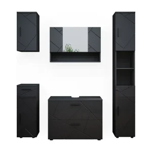 Badkamermeubel set antraciet hoogglans 80x41x58.6 irma