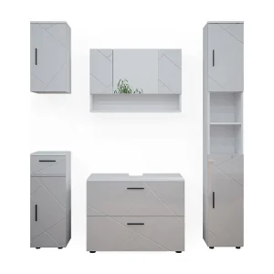 Badkamermeubel set wit hoogglans 80x41x58.6 irma Badkamermeubel set wit hoogglans 80x41x58.6 irma