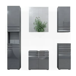 Badkamermeubel set antraciet hoogglans 56x34x60 fredd