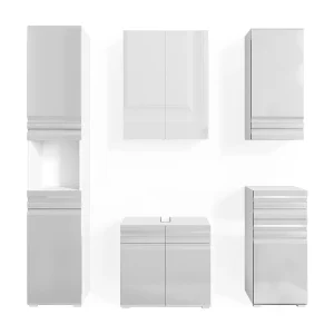 Badkamermeubel set wit hoogglans 56x34x60 fredd Badkamermeubel set wit hoogglans 56x34x60 fredd
