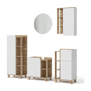 Badkamermeubelset sonoma/wit 60x35x65 karen Badkamermeubelset sonoma/wit 60x35x65 karen