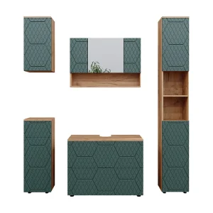 Badkamermeubel set groen/gouden eik 80x41x58.6 irma Badkamermeubel set groen/gouden eik 80x41x58.6 irma
