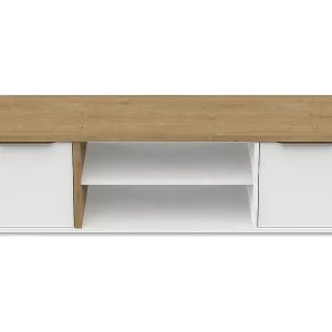 ACCESS TV-meubel – 2 deuren + 1 nis – Hamilton eiken en wit – 134,8 x 39,6 x 39,1 cm