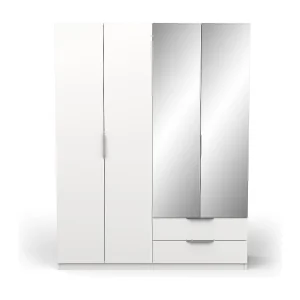 4-deurs kast met spiegel – GHOST – Wit – 157,3 x 51,1 x 203 cm – DEMEYERE 4-deurs kast met spiegel – GHOST – Wit – 157,3 x 51,1 x 203 cm – DEMEYERE