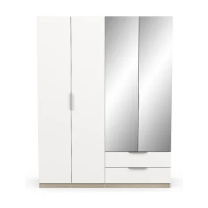 4-deurs kast met spiegel – GHOST – Wit en Eik – 157,3 x 51,1 x 203 cm – DEMEYERE 4-deurs kast met spiegel – GHOST – Wit en Eik – 157,3 x 51,1 x 203 cm – DEMEYERE