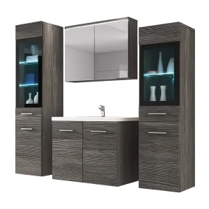 Badkamermeubelset MADRID II, badkamerset, inclusief wastafel, zonder led-verlichting, kleur bodega Badkamermeubelset MADRID II, badkamerset, inclusief wastafel, zonder led-verlichting, kleur bodega