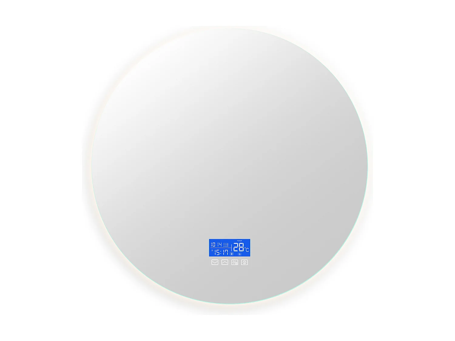 Badkamerspiegel - 100 x 100 cm - met LED-verlichting - anti-condensfunctie - tijd-/temperatuurweergave - wit